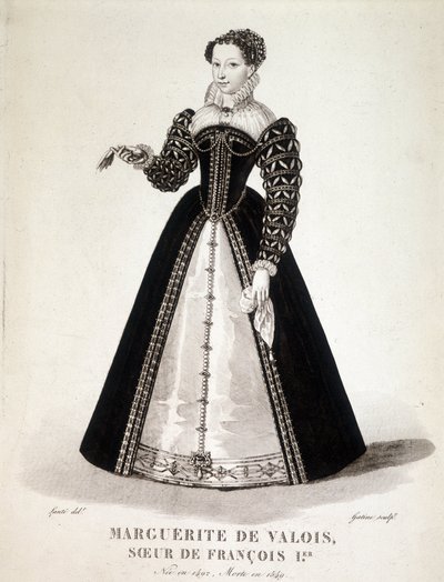 Retrato de Margarita de Navarra (Margaret de Valois, Marguerite de Angouleme ou Marguerite de França (1492-1549) Rainha de Navarra e Poetisa - século XIX de French School