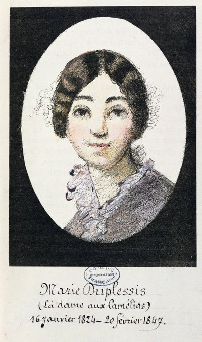 Retrato de Marie Duplessis (1824-1847) Também conhecida como A Dama com Camelias, 1847 de French School