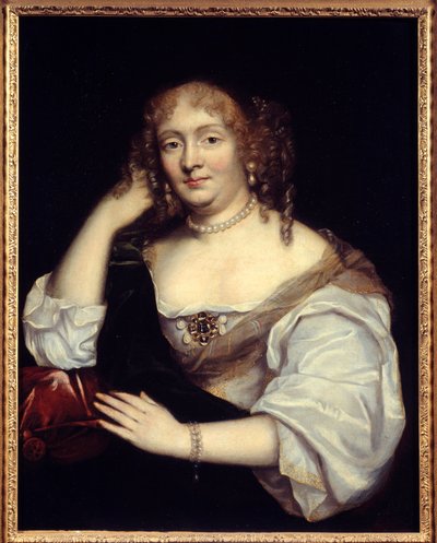 Retrato de Marie de Rabutin-Chantal (Rabutin Chantal), Marquesa de Sevigne conhecida como Madame de Sevigne (1626-1696), mulher de letras Pintura da Escola Francesa. Sol do século XVII. 0,81 x 0,65 m de French School