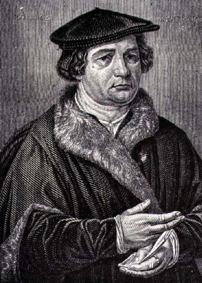 Retrato de Martinho Lutero (1483-1546) Reformador religioso alemão (gravura) de French School