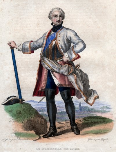 Retrato de Maurice de Saxe (1696-1750), militares alemães em serviço francês e Marechal Geral da França. de French School