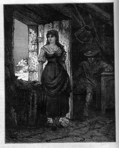 Retrato de Mercedes, personagem do romance "O Conde de Montecristo" (Monte Cristo ou Monte Cristo) de Alexandre Dumas (1802-1870). Gravura em "Le Monde Illustré", 30 de janeiro de French School