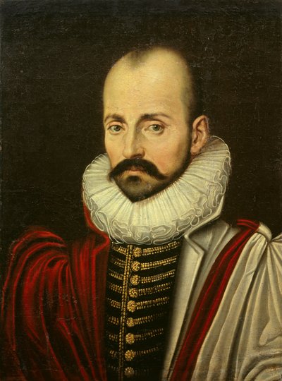 Retrato de Michel Eyquem de Montaigne (1533-1592), filósofo humanista francês. Pintura da Escola Francesa do primeiro quartel do século XVII. Dim 0,70 x 0,52 m de French School