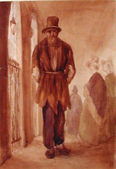 Retrato de Monsieur Chodruc-Duclos (1780-1842) no Palais Royal, c.1820 (tinta e lavagem sobre papel) de French School