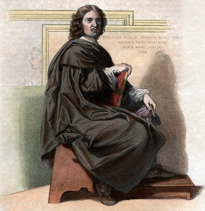 Retrato de Nicolas Poussin (1594-1665), pintor francês. de French School