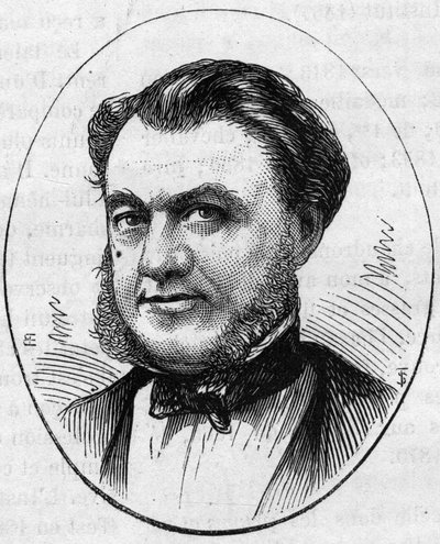 Retrato de Paul Abadie (1812-1884), arquiteto francês. Gravura em "Le Monde Illustré" n°890 de 2 de Maio de 1874. de French School
