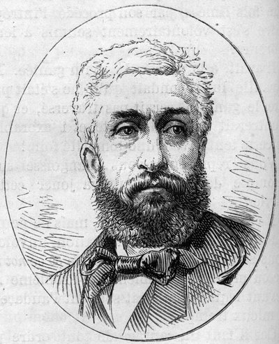 Retrato de Philippe Rousseau (1816-1888), pintor francês. Gravura em "Le Monde Illustré" n°890 de 2 de Maio de 1874. de French School