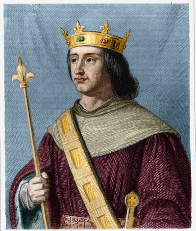 Retrato de Philippe VI de Valois (1294 - 1350), Rei de França - em "Histoire des Francais" de Lavallee, gravura, sd. de French School