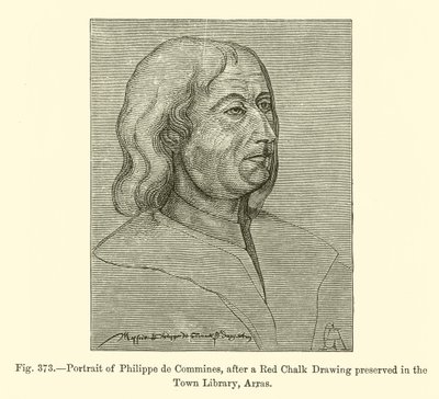 Retrato de Philippe de Commines, depois de um desenho a giz vermelho conservado na Biblioteca Municipal, Arras (gravura) de French School