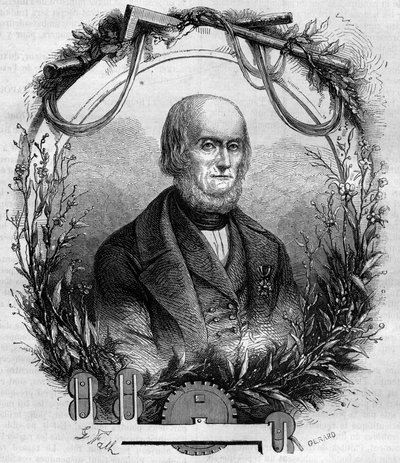 Retrato de Philippe de Girard (1775-1845), inventor e industrial francês, criador da máquina de fiação de linho. Gravura de 1866-1867. de French School