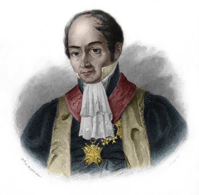 Retrato de Pierre-Francois-Hercule (Pierre Francois Hercule), Conde de Serre (1776-1824), político francês. in "LIBRE DES SPEAKERS" de Louis de Cormenin Timon. 1842. Coleção privada. de French School