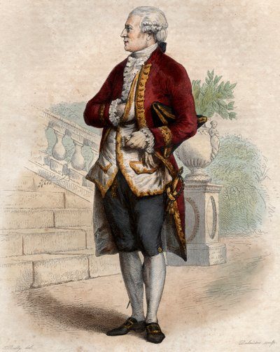 Retrato de Pierre Augustin Caron de Beaumarchais (1732-1799), relojoeiro, inventor, músico, diplomata e escritor francês. de French School