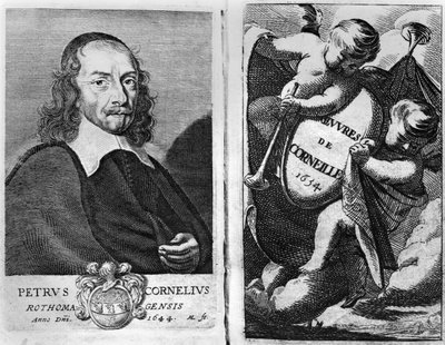 Retrato de Pierre Corneille (1606-84) 1644, frontispício de uma edição das obras de Corneille, publicada em 1634 de French School