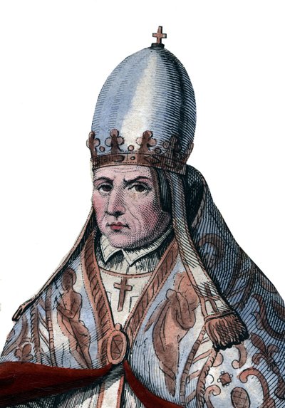 Retrato do papa Sylvester II (ou Silvester II) (c. 938-1003). de French School