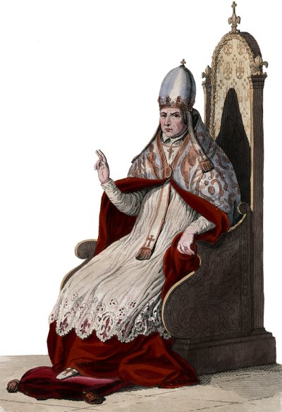 Retrato do papa Sylvester II (ou Silvester II) (c. 938-1003). de French School