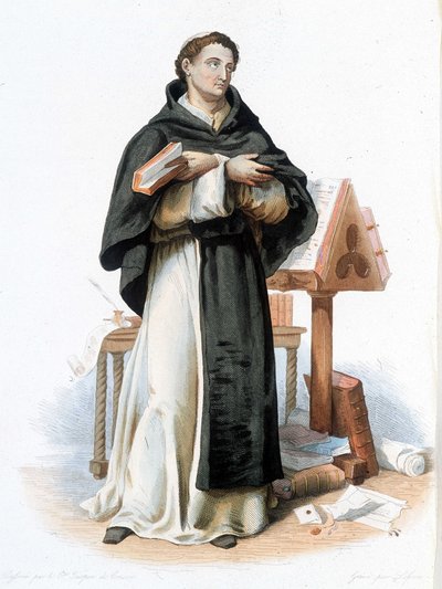 Retrato de São Bernardo de Clairvaux (San Bernardo di Chiaravalle) (1090 - 1153) - em "Le Plutarque francais", ed. Mennechet de French School