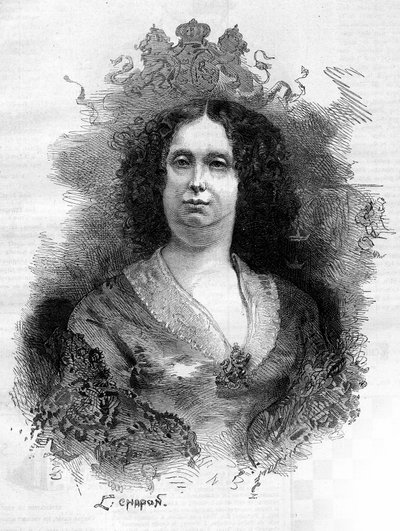 Retrato de Sophie Frederique Mathilde de Württemberg (1818-1877), Rainha da Holanda. Gravura no "Le Monde Illustré" n°1053 de 16 de Junho de 1877. de French School