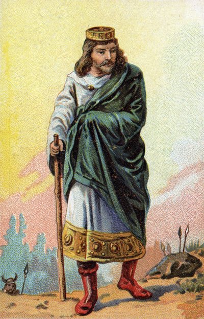 Retrato de Thierry III, Rei dos Francos de 673 a 691. de French School