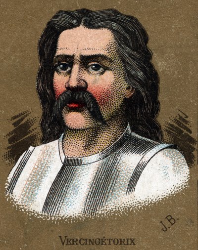 Retrato de Vercingetorix (72-46 a.C.), Rei dos Gauleses. Cromolitografia por volta de 1890. de French School