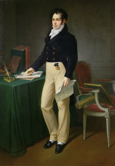 Retrato de um jovem segurando o diário dos surdos-mudos e cegos, c.1830-40 de French School