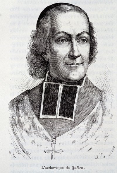 Retrato do Archeveque Hyacinthe Louis de Quelen (1778 - 1839), prelado em “” L&39;Histoire de France ”” de Henri Martin de French School