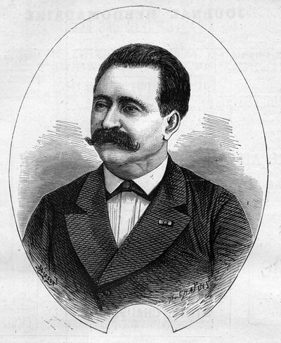 Retrato do "Doutor Nicolay" (Faure Nicolay, mágico francês?). Gravura em "Le Monde Illustré" n°1052 de 9 de Junho de 1877. de French School