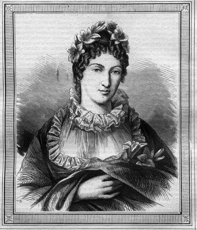 Retrato da Duquesa de Angouleme Marie Therese Charlotte da França conhecida como Madame Royale (1778-1851) Gravura no "Histoire des Papes-Rois-Queen and Empereurs a travessa les centuries" de Maurice Lachatre de French School