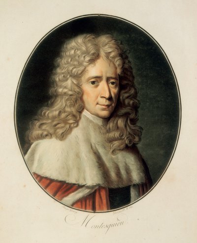 "Retrato do filósofo francês e político Charles de Secondat, Barão de la Brede e de Montesquieu de French School