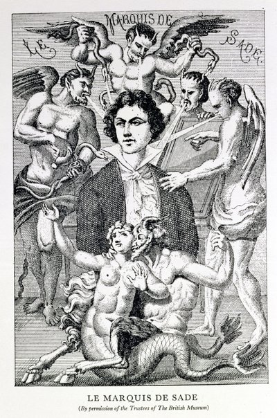 Retrato do Marquês de Sade Cercado por demônios (gravura) de French School