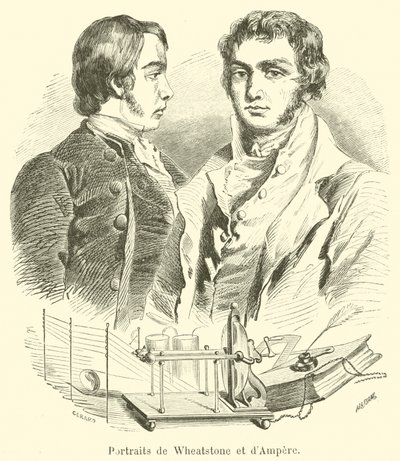 Retratos de Wheatstone e d&39;Ampere de French School