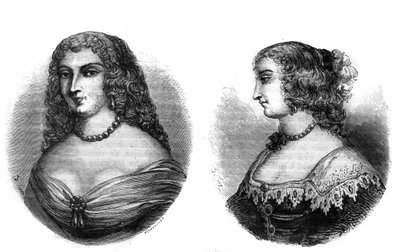 Retratos de "Mademoiselle de la Fayette (Louise de La Fayette 1618-1665) e Mademoiselle de Hautefort (Marie de Hautefort de French School