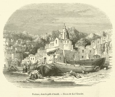 Positano, no Golfo de Amalfi (gravura) de French School