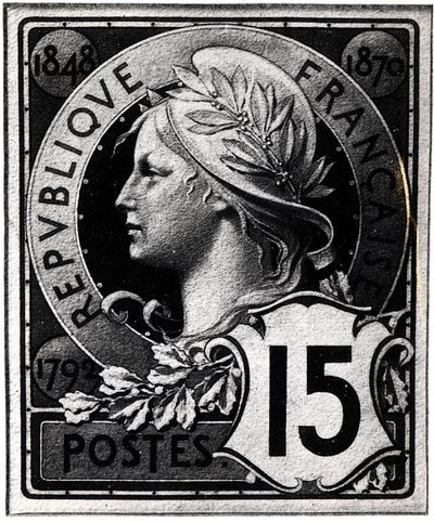 Selo postal representando Marianne, a representação oficial da República Francesa, c. 1893 de French School