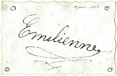 Cartão postal: Emilienne, datado de 30 de Junho de French School