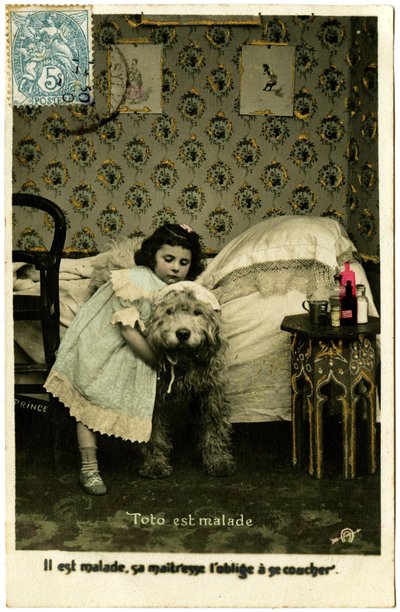 Postal: Toto está doente, está doente, a amante o obriga a ir para a cama, Príncipe de French School