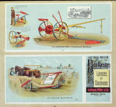 Cartaz publicitário Aultman-Miller Buckeye Ligantes e Reapers, final do século XIX de French School