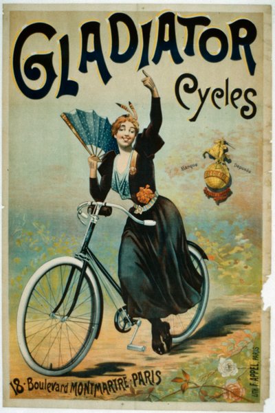 Cartaz publicitário Gladiador Ciclos, Boulevard Montmartre, Paris de French School