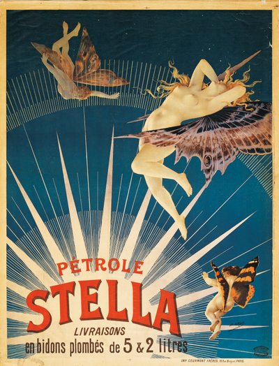 Poster publicidade Stella gasolina, 1897 de French School