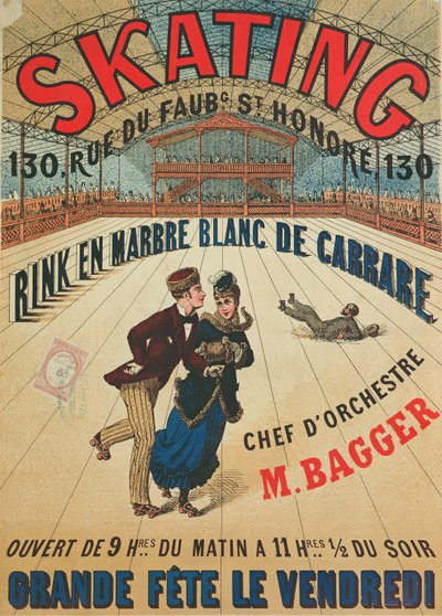 Cartaz publicitário de um ringue de patinagem em Paris de French School