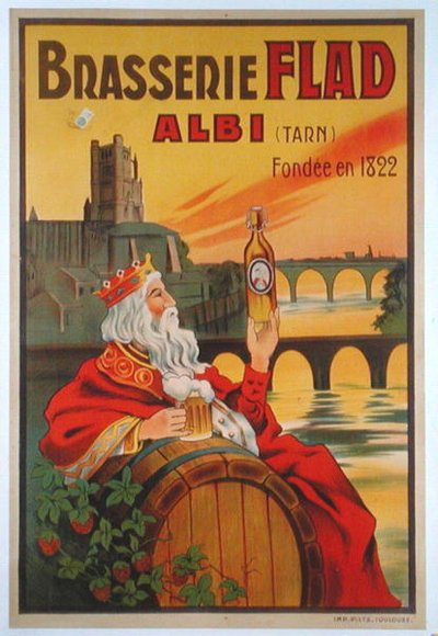 Cartaz publicitário da Brasserie Flad em Albi de French School