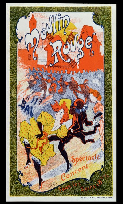 Cartaz publicitário do Moulin Rouge, c.1890-1900 de French School