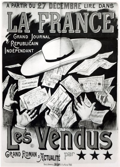 Cartaz publicitário do romance Les Vendus lidando com o caso do Panamá, c. 1892-95 de French School
