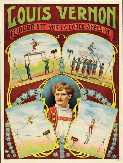 Cartazes de publicidade na corda bamba em Louis Vernon de French School