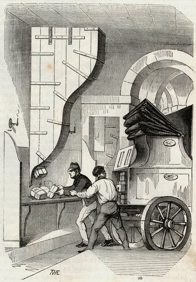Posts: carregando o poste do tronco - Gravação em "Tableau-de-Paris" por Edmond Texier 1852 de French School