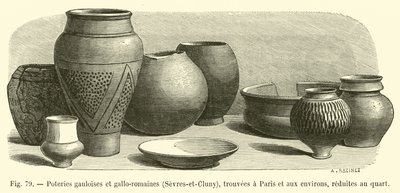 As cerâmicas gaulesas e galo-romanas, Sevres-et-Cluny, encontradas em Paris e arredores, reduzidas a um quarto de French School