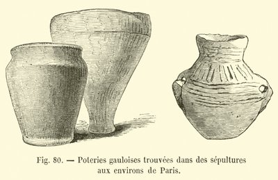 Cerâmica gaulesa encontrada em sepulturas em torno de Paris de French School