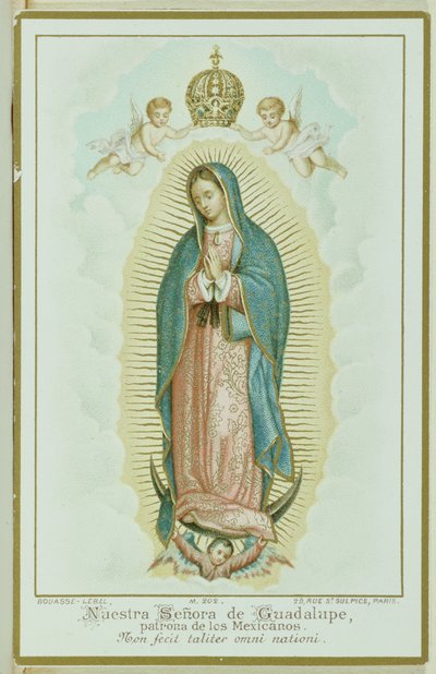 Cartão de oração representando Nossa Senhora de Guadalupe, c.1900 de French School