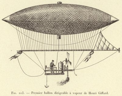 Primeiro navio a vapor de Henri Giffard (gravura) de French School
