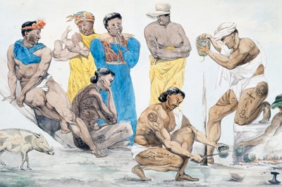 Preparo da refeição no Tahiti, 20 de maio de French School