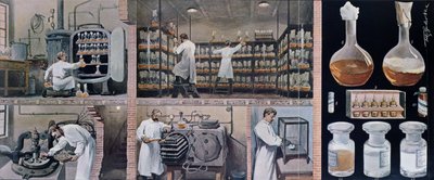 Preparando soros para combater a tuberculose, de Les Animaux, c.1900 de French School